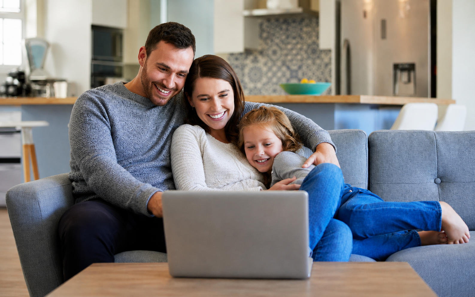 Family gathered together in their home